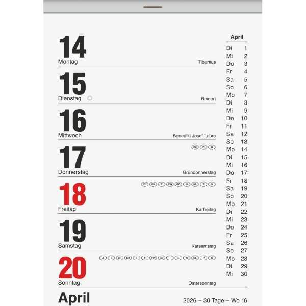 Wochenabreißkalender 10,5x14,6cm 2026