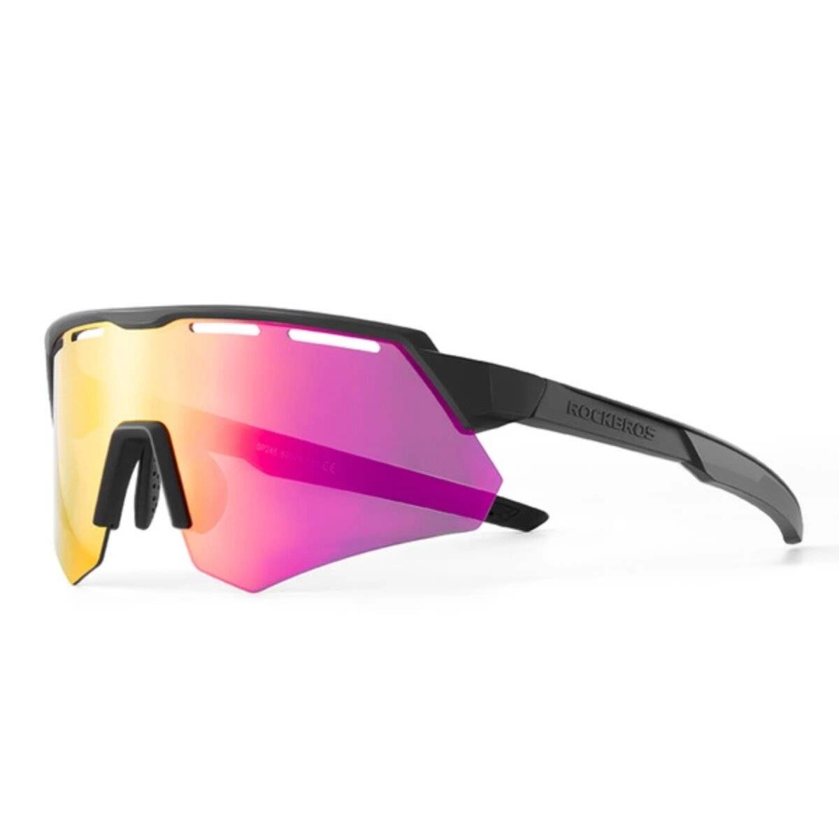 Rockbros Polarisierte Radbrille mit UV-Schutz und Korrektureinsatz - Grau/ Buntes Glas
