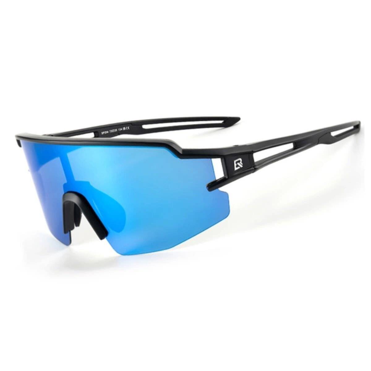 Rockbros Polarisierte Fahrradbrille mit UV-Schutz und Korrektureinsatz blaue Gläser, Schwarz