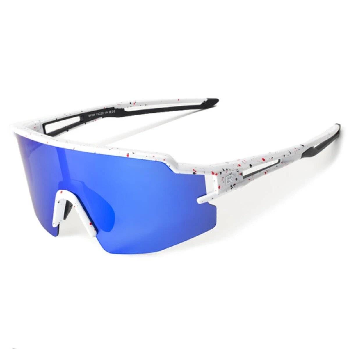 Rockbros Polarisierte Fahrradbrille mit UV-Schutz und Korrektureinsatz blaue Gläser, Weiß