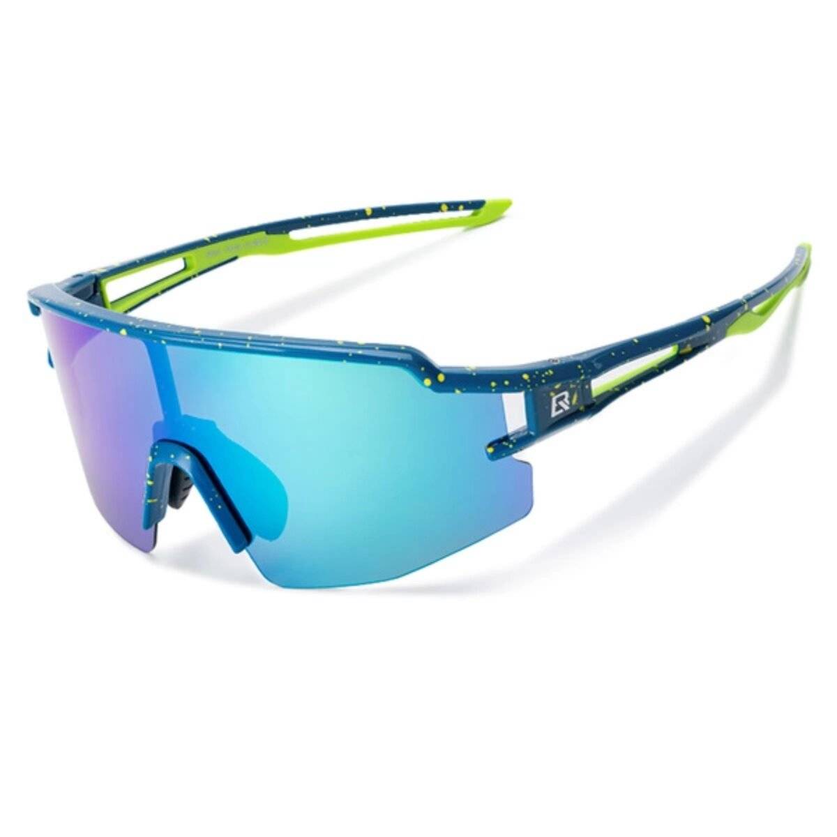 Rockbros Polarisierte Fahrradbrille mit UV-Schutz und Korrektureinsatz blaue Gläser, Blau