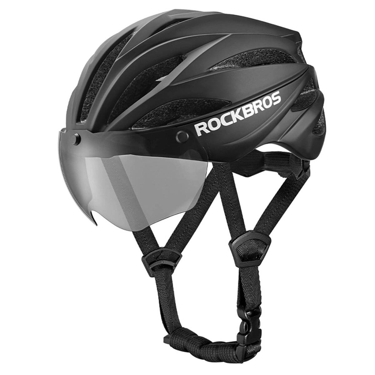 Rockbros Fahrradhelm mit Visier, abnehmbarer UV-Schutzbrille, Unisex Grün