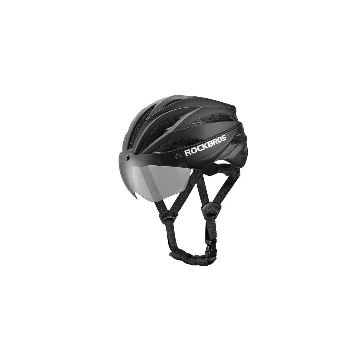 Rockbros Fahrradhelm mit Visier, abnehmbarer UV-Schutzbrille, Unisex – Schwarz/Braun