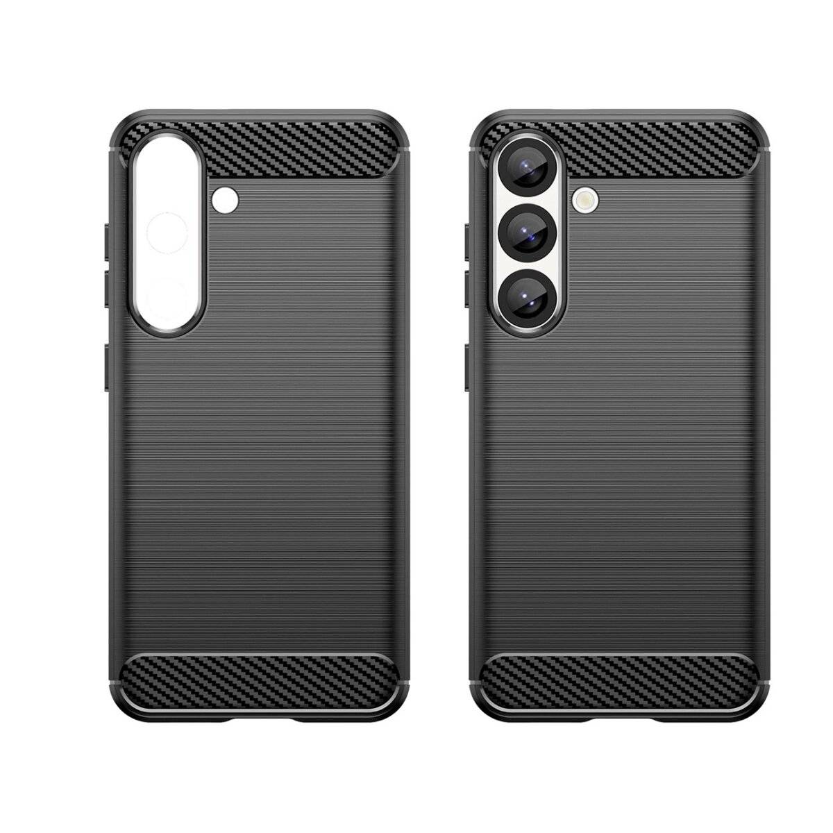 Carbon Case Flexible Cover Bumper Handyhülle kompatibel mit Samsung Galaxy S25 Edge schwarz