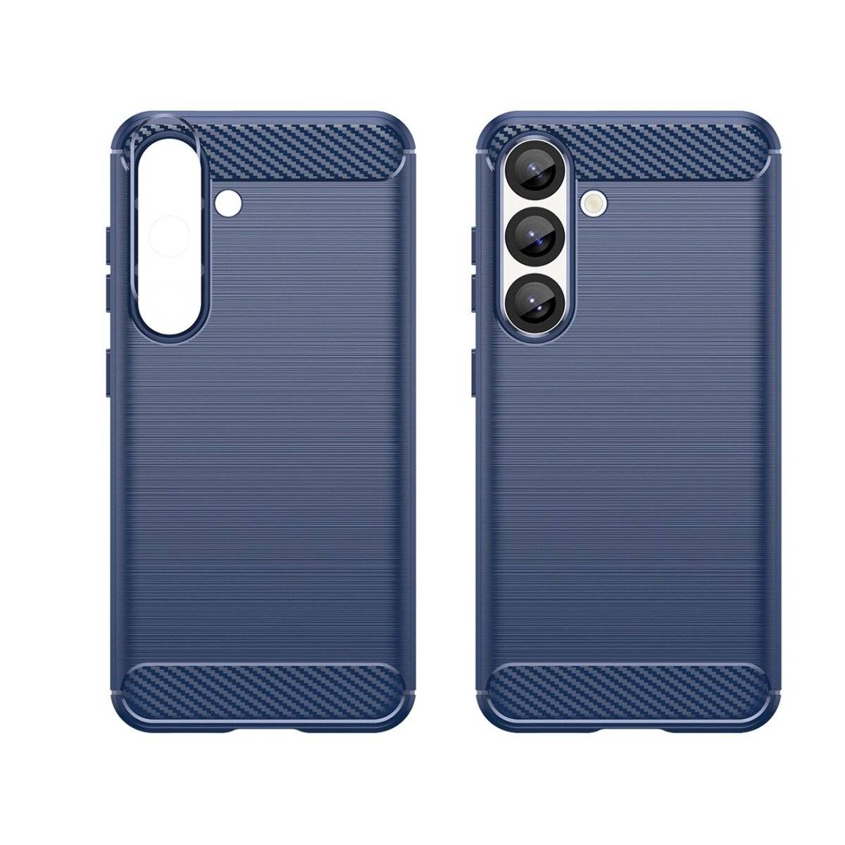 Carbon Case Flexible Cover Bumper Handyhülle kompatibel mit Samsung Galaxy S25 Edge Blau