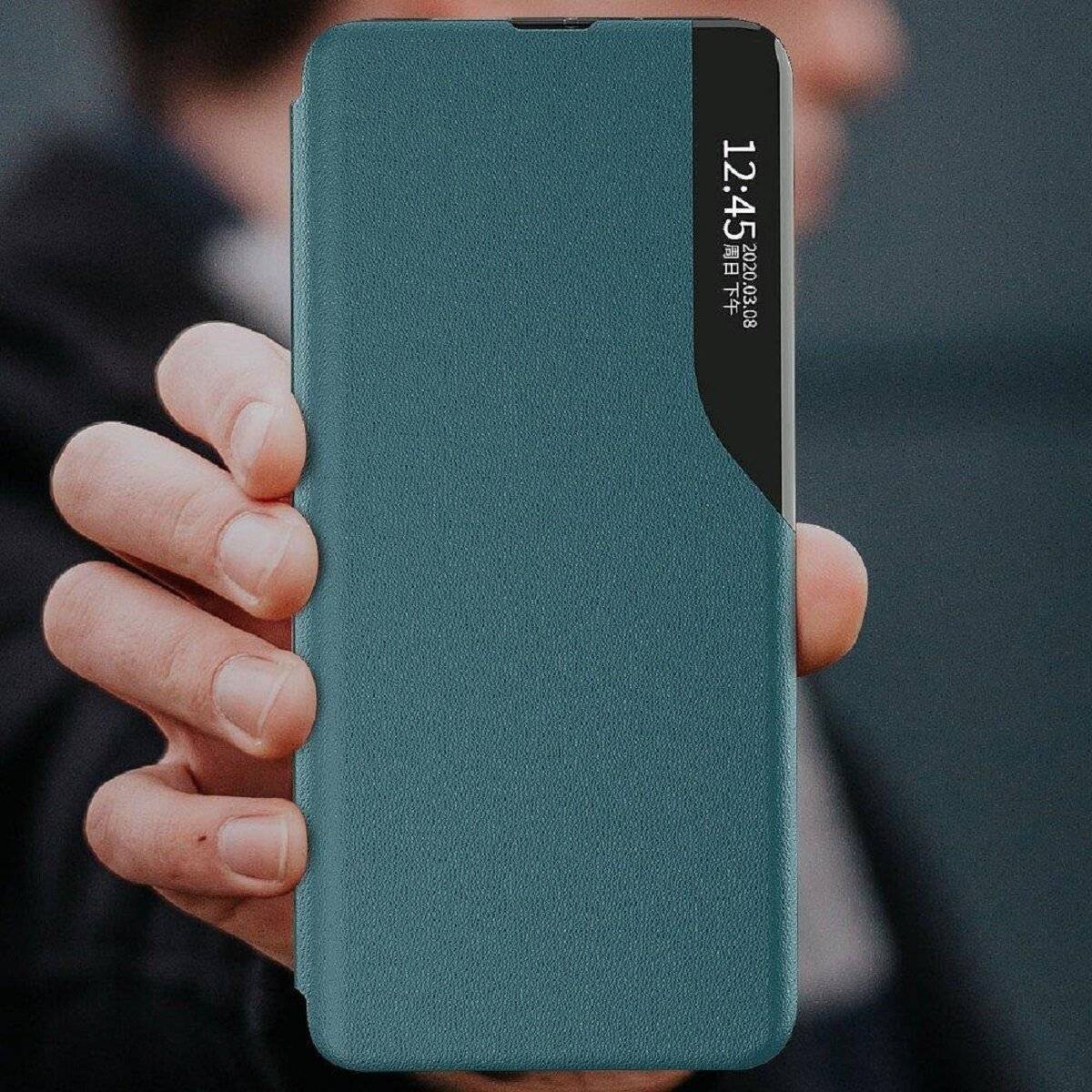 Eco Leather View Case Buch Tasche Handyhülle Schutzhülle kompatibel mit iPhone 16e (SE 4 2025) Blau