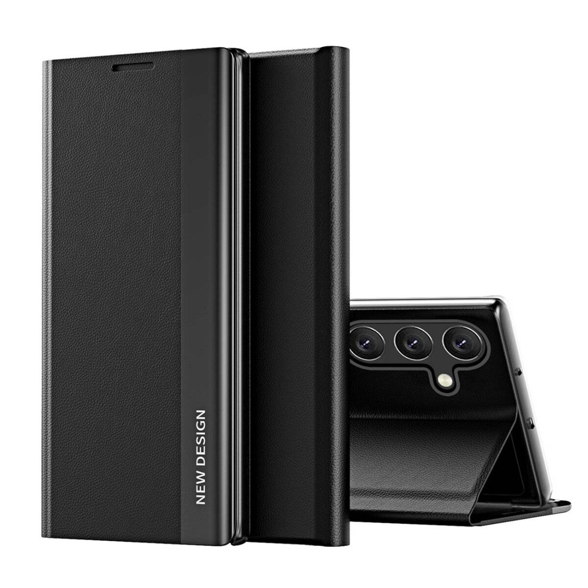Sleep Case Pro Handyhülle mit Klappverschluss und Ständerfunktion kompatibel mit Samsung Galaxy S25 Ultra Schwarz