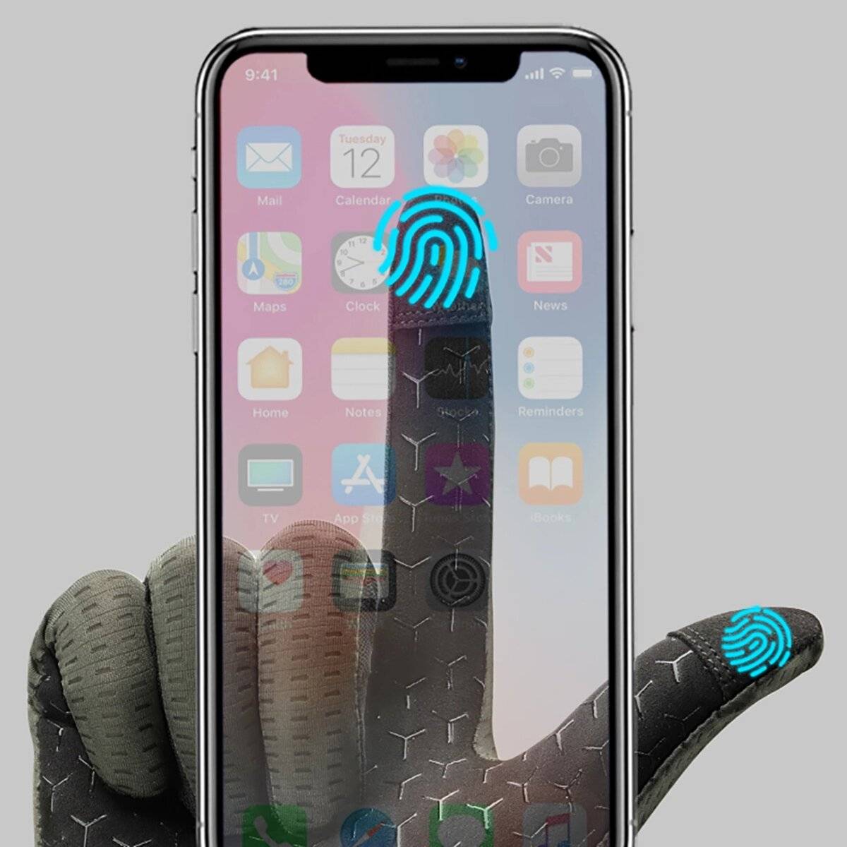 Rockbros Atmungsaktive Vollfinger-Fahrradhandschuhe Grün S