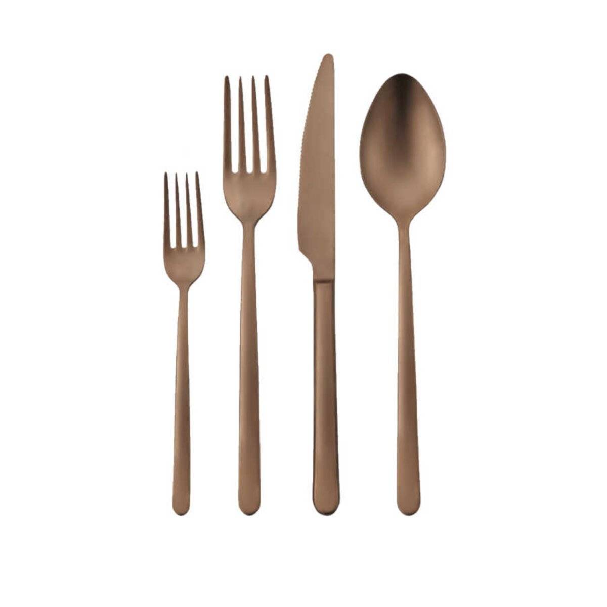 Korkmaz Riva 24 teiliges Besteck-Set in Rosegold - Tafelbesteck aus hochwertigem 18/10-Edelstahl