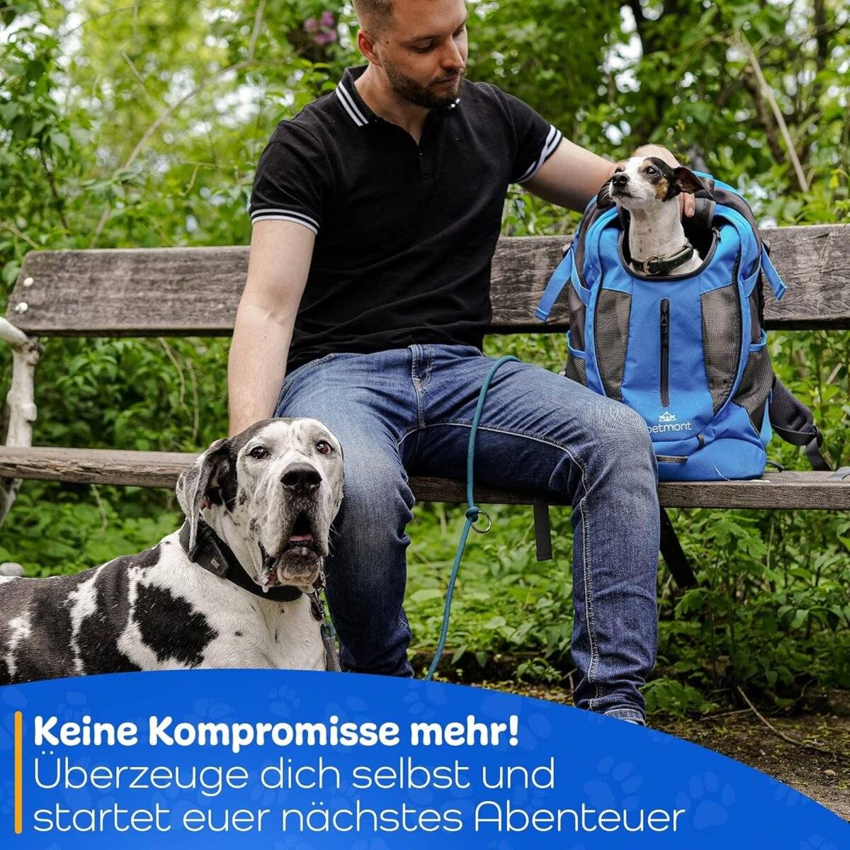 Petmont Hunderucksack in Blau bis zu 8 kg Tragekraft - perfekt fürs Reisen und Wandern
