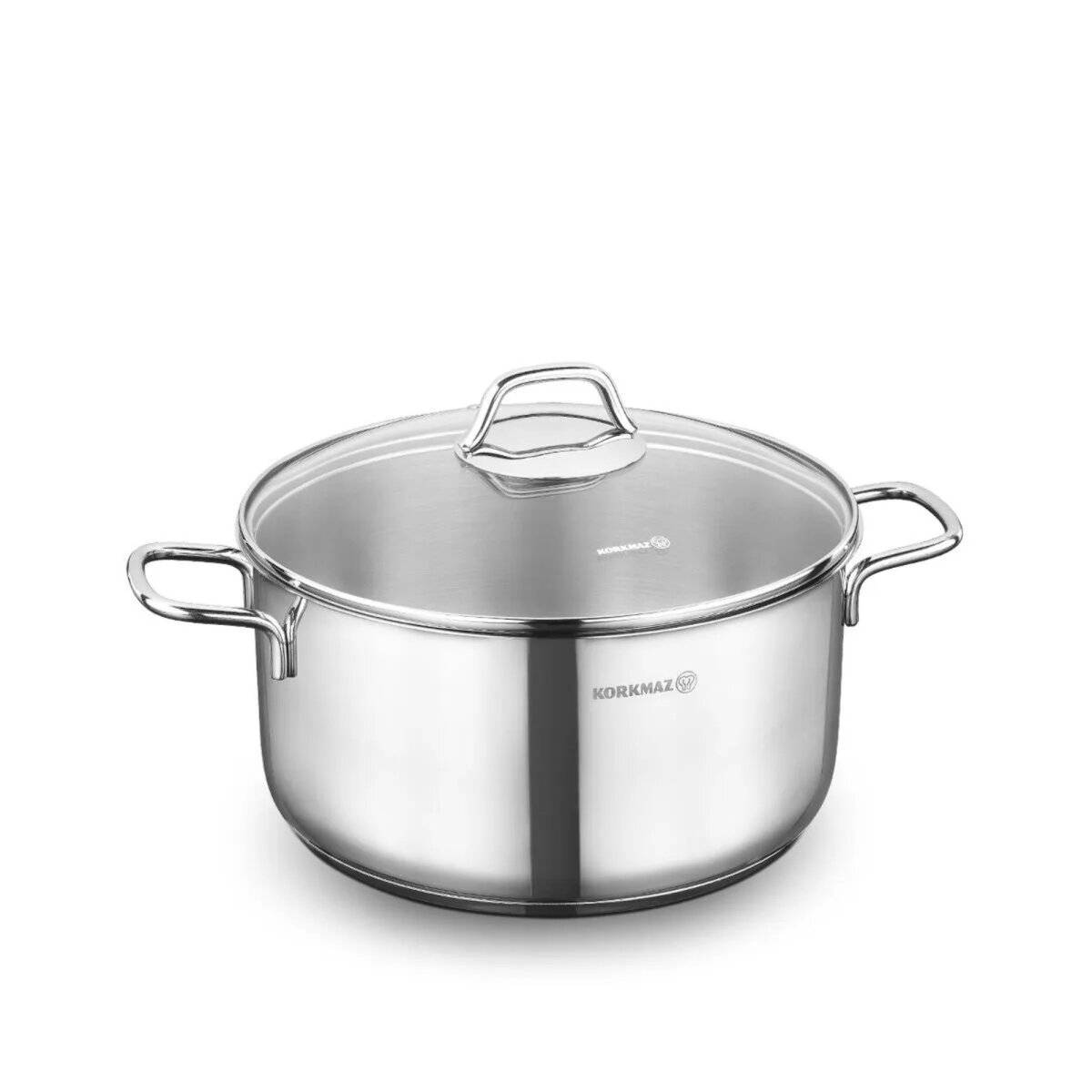 Korkmaz Perla Kochtopf aus hochwertigem 18/10-Edelstahl - 26 x 13 cm - 6,8 Liter