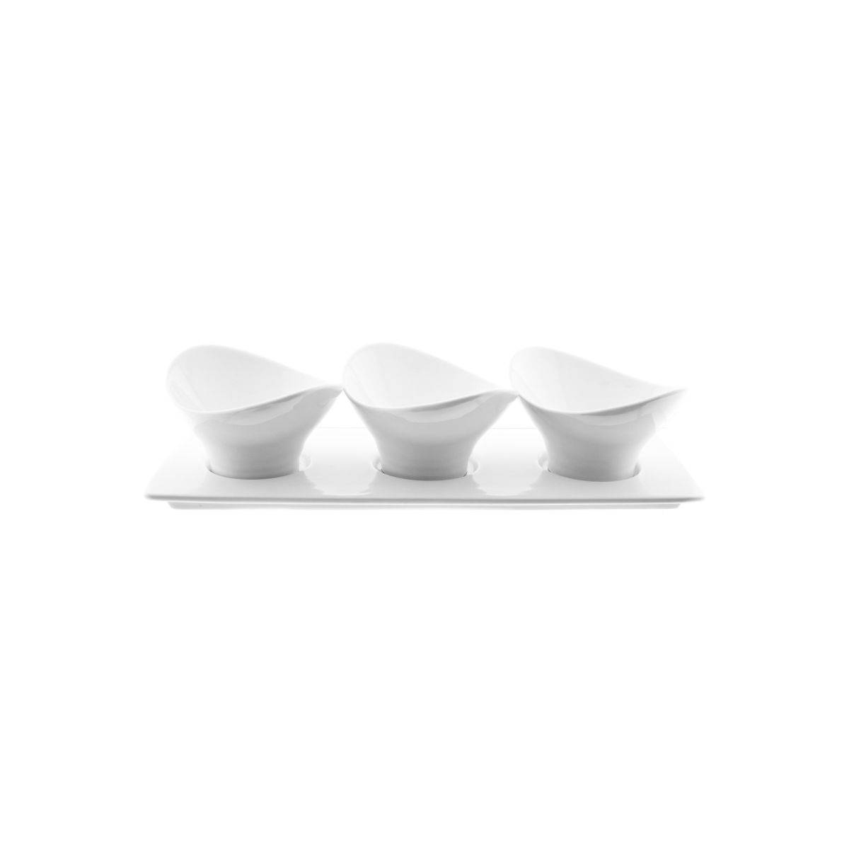 Elegantes Dipschalen-Set – 3 Schalen mit Servierplatte aus Porzellan