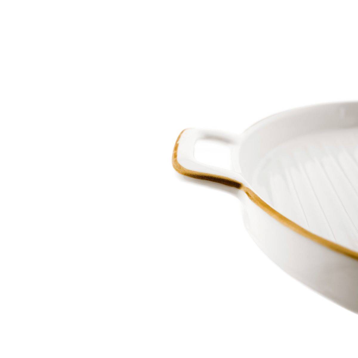 Elegante Servierteller mit Goldrand & praktischen Griffen - ø16 x 3 cm Weiß