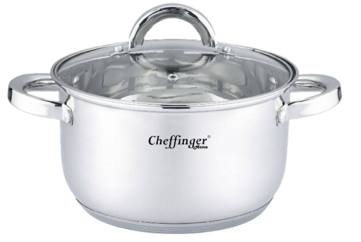 Kochtopf mit Glasdeckel geeignet für alle Herdarten, aus hochwertigem Edelstahl Ø 18 x 11,5 cm