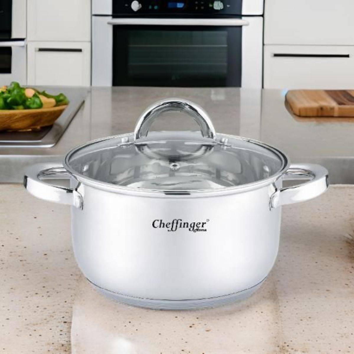 Kochtopf mit Glasdeckel geeignet für alle Herdarten, aus hochwertigem Edelstahl Ø 18 x 11,5 cm