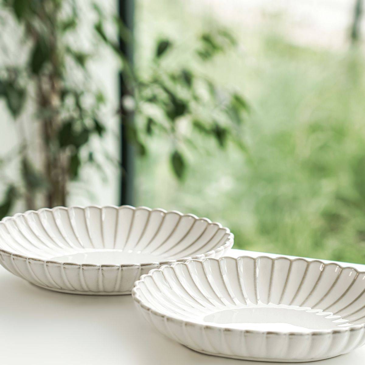 Bloomy 2er-Set Servierplatten aus hochwertigem Porzellan - 23 x 16 x 4 cm