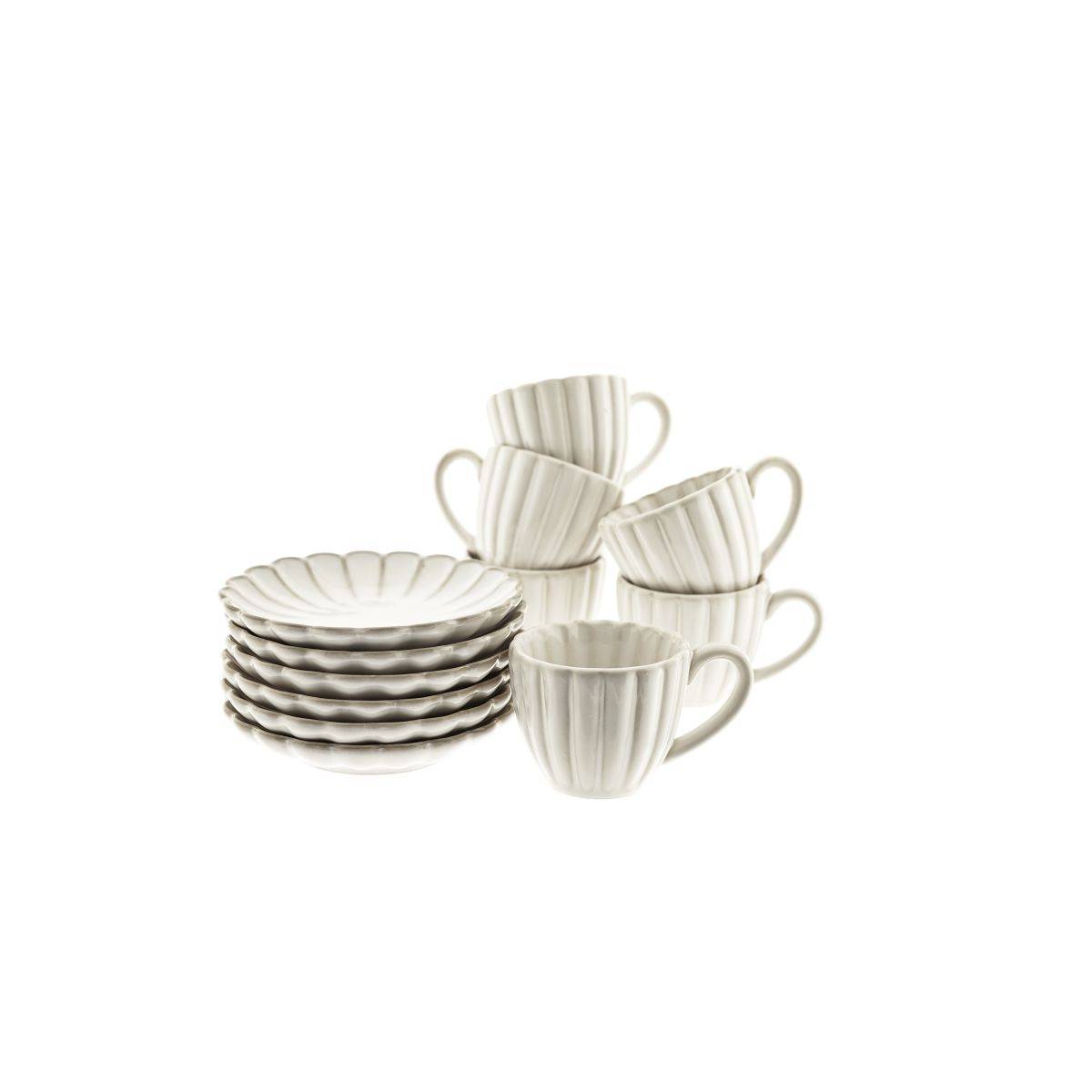 Bloomy Mokkatassen-Set mit Untertellern 75 ml aus Porzellan - 12-tlg