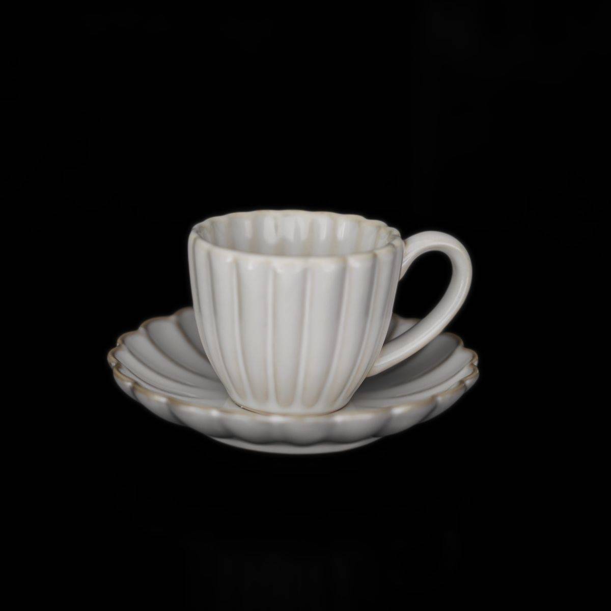 Bloomy Mokkatassen-Set mit Untertellern 75 ml aus Porzellan - 12-tlg