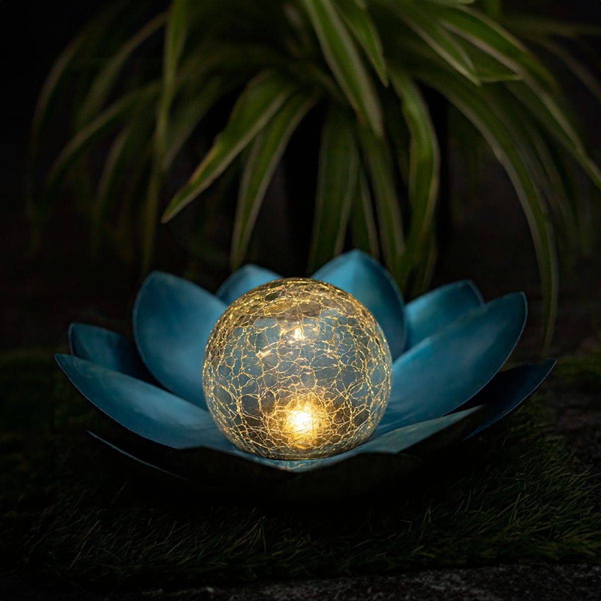 Forever Light Solar-LED-Lampe SUNARI FLS-70 Lotusblume Blau, 3000K, 600?mAh, Ni-MH
