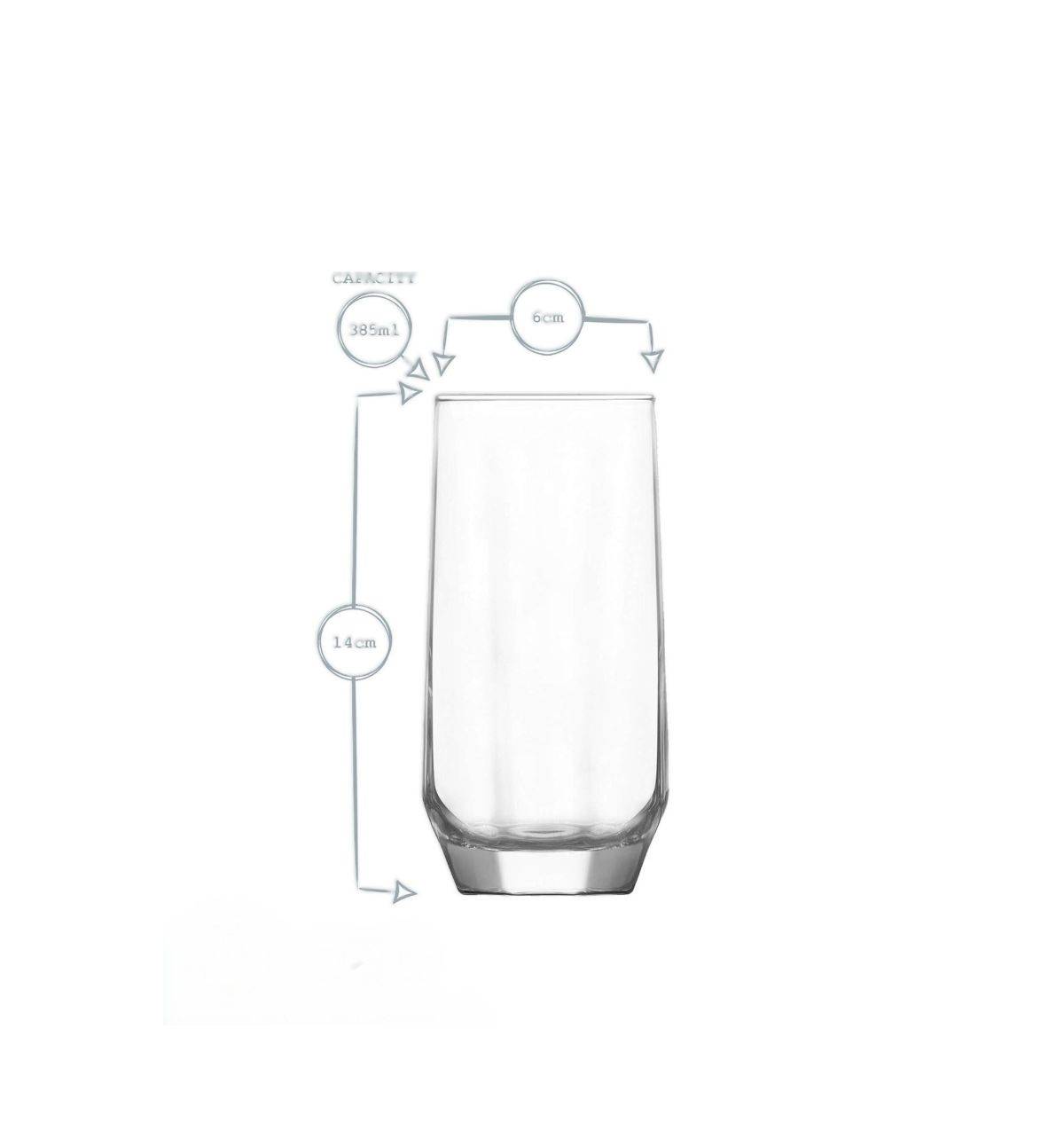 LAV Diamond Highball-Gläser, 6-teilig, 385 ml – Stil trifft Funktionalität