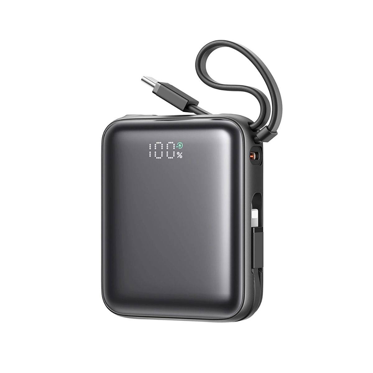 10000 mAh Powerbank 22,5 W mit USB-C & Iphone Kabel Schwarz