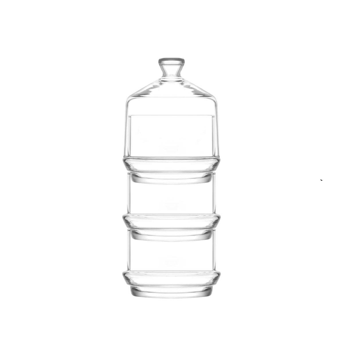 LAV Berry Stapelbare Glasdose für Süßigkeiten mit Deckel - 3 Ebenen 23 x 9 cm