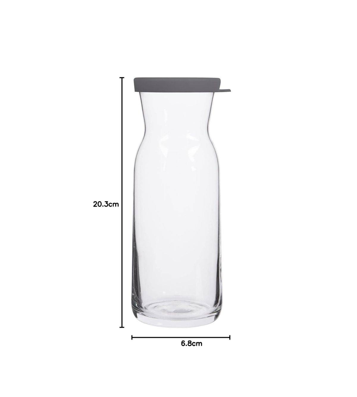 LAV Fonte Karaffe mit grauem Silikondeckel - 700 ml - aus hochwertigem Glas