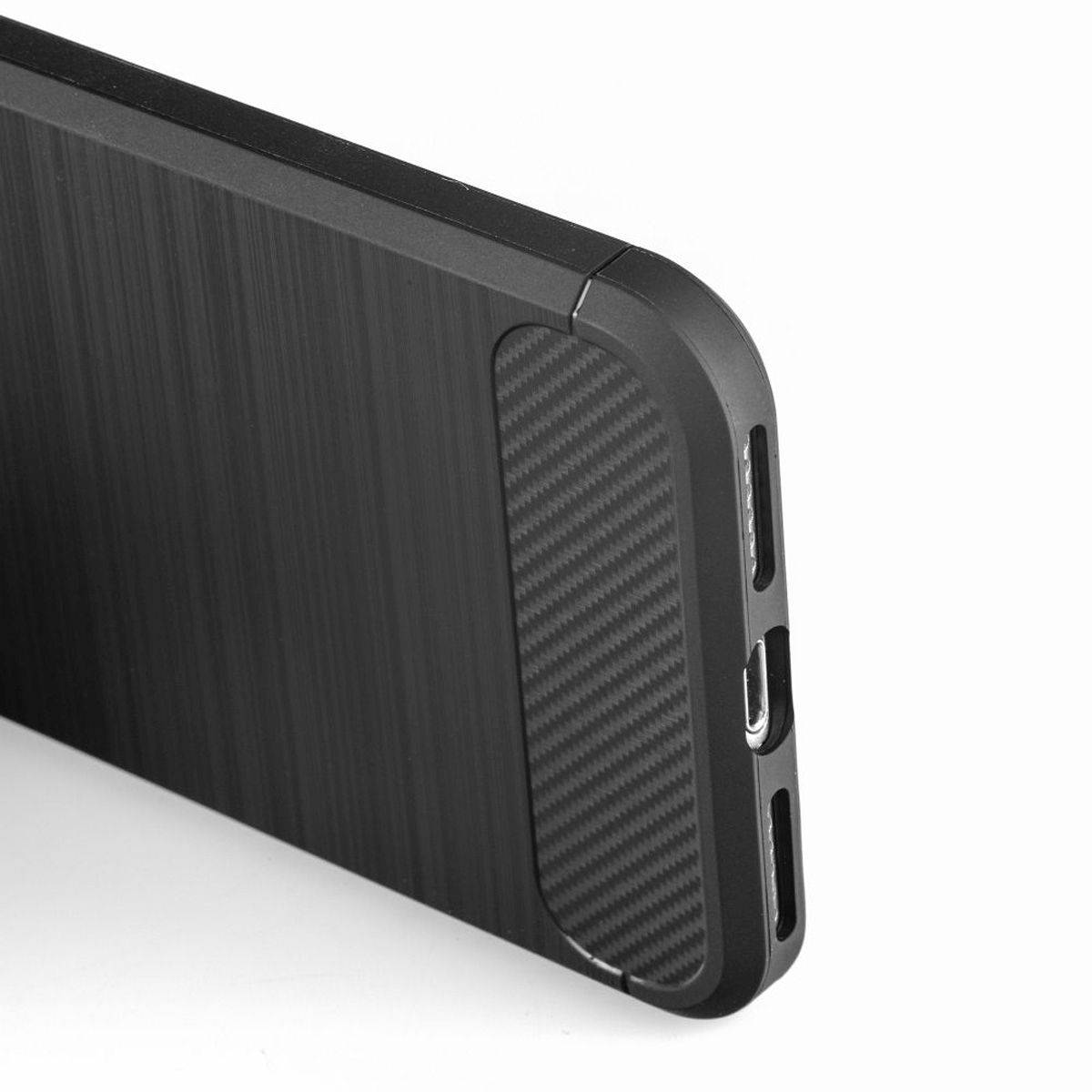 Carbon Case Flexible Cover Bumper Handyhülle kompatibel mit Google Pixel 9 Pro schwarz