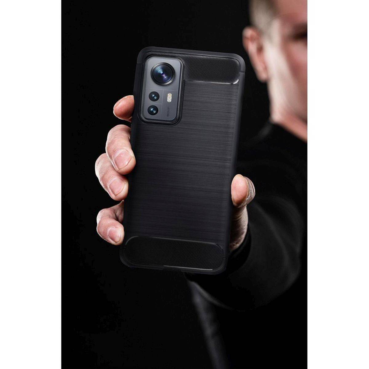 Carbon Case Flexible Cover Bumper Handyhülle kompatibel mit Google Pixel 9 Pro schwarz