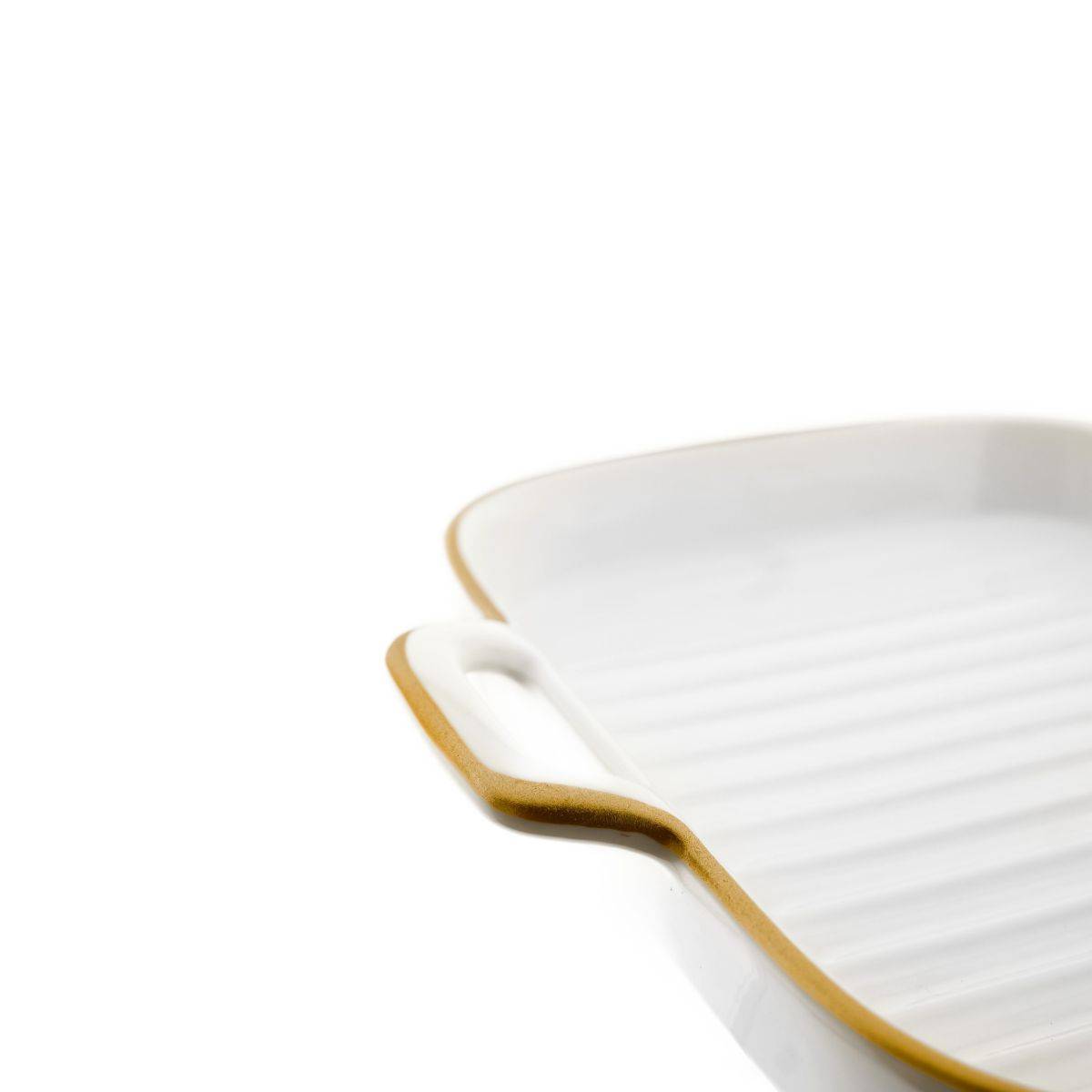 Elegante Servierteller mit Goldrand & praktischen Griffen - 15 x 19 x 3 cm