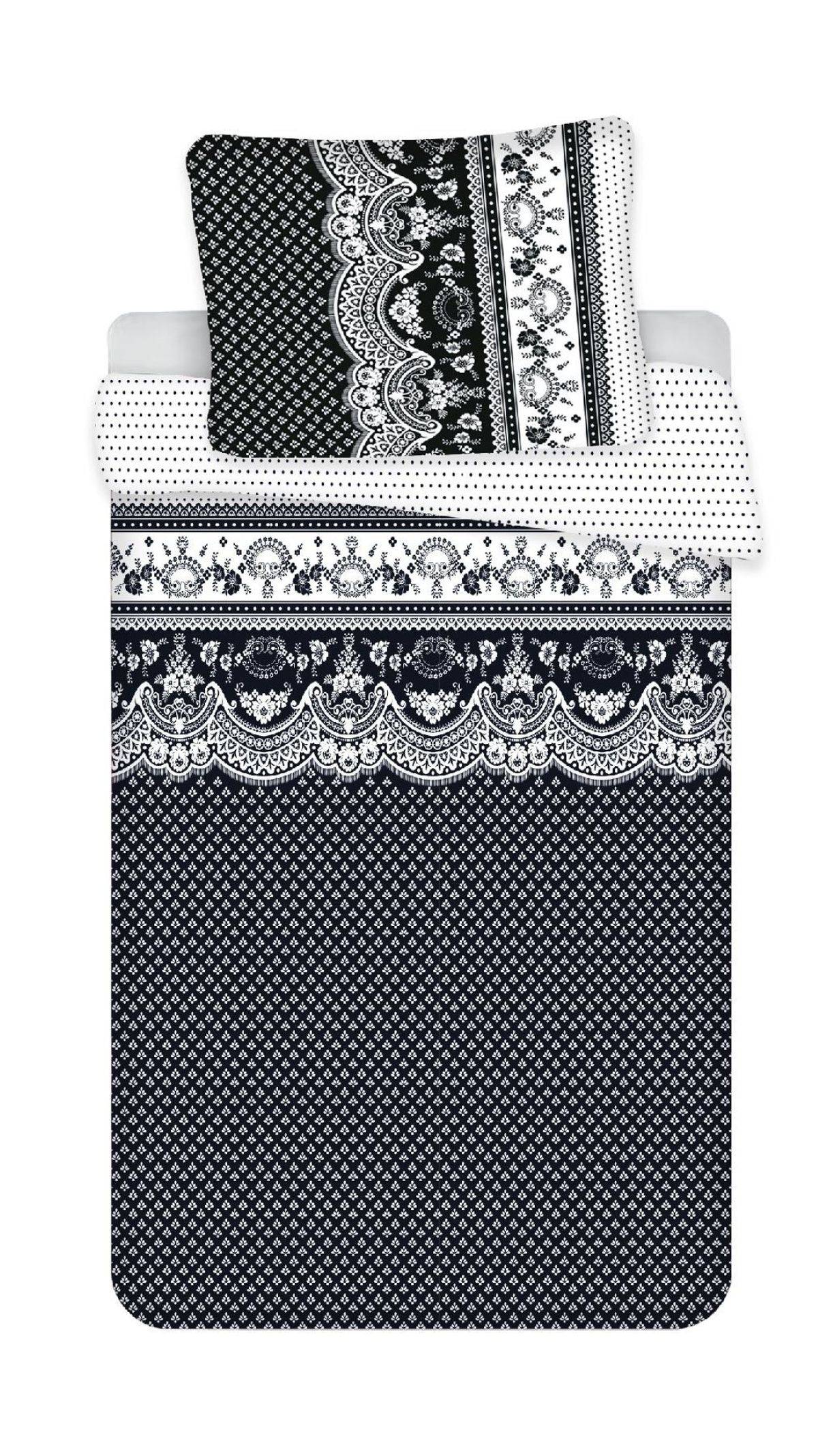 Bettwäscheset - Elegant gemustert in Schwarz & Weiß, 140 x 200 cm + 70 x 90 cm