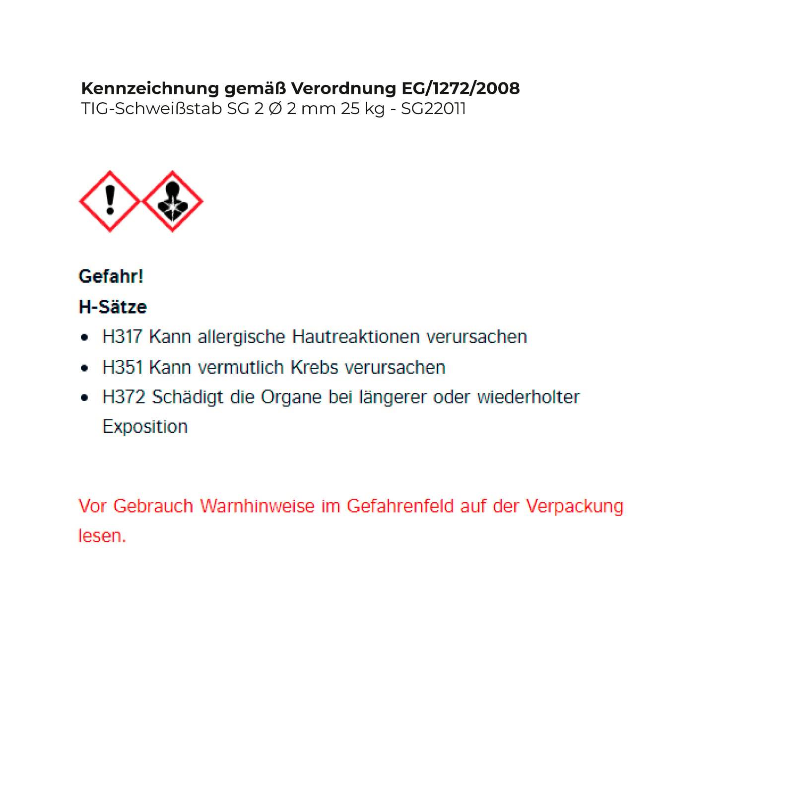 TIG-Schweißstab SG 2 Ø 2 mm - SG22011