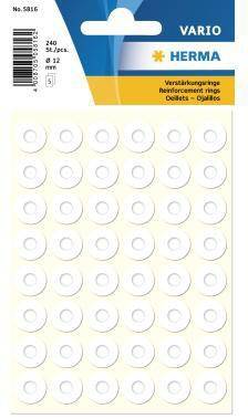 HERMA 125003101 HERMA Verstärkungsringe 5 816 12mm sk weiß 240 St./ Pack. Die