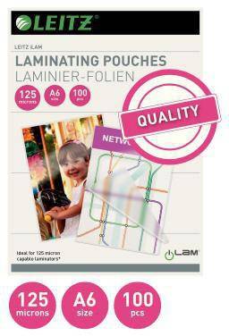 LEITZ 126010200 Leitz Laminierfolie 33806 DIN A6 125mic EVA 100 St ./Pack. Fol