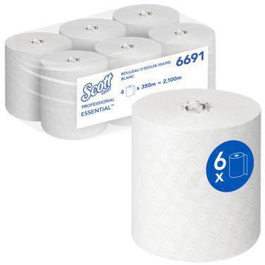 SCOTT 446005201 Scott Handtuchrolle Essen tial 6691 350m weiß 6 St. /Pack. Sco