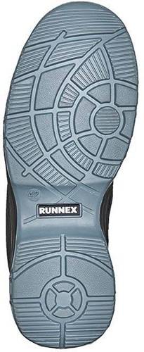 Schuhsohle mit 'RUNNEX' Logo, ausgestattet mit einem strukturierten Griffmuster für optimale Bodenhaftung.