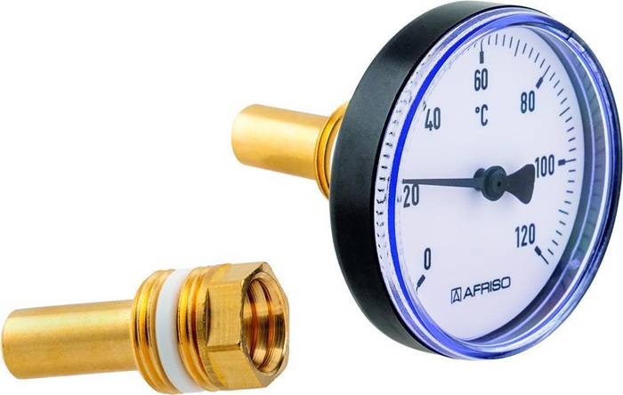 AFRISO 63710 Bimetall-Thermometer 0/120 GrC, Schutzrohr G 1/2Z B BiTh 63 K, 63