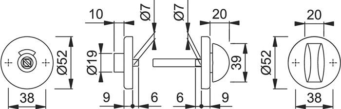 HOPPE AG Schlüsselrosetten-Paar 42KVS Alu.F1/naturf.Schildst.9mm RWSK/OL rd.HOPPE 6988919
