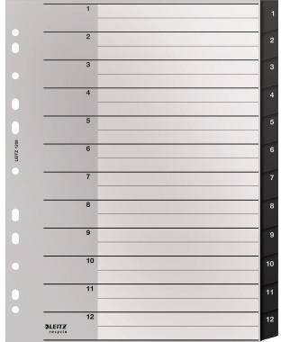 LEITZ 121017590 Leitz Register Recycle 12 090000 A4 1-12 schwarz Umweltfreund