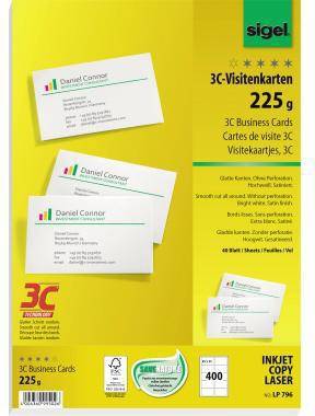 SIGEL 328026000 SIGEL Visitenkarte 3C LP7 96 85x55mm 225g weiß 400 St./Pack. P