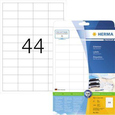 HERMA 129208401 HERMA Etikett PREMIUM 505 1 48,3x25,4mm weiß 1.100 St./Pack. G