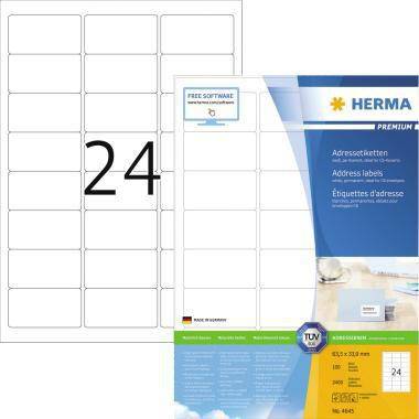 HERMA 129249201 HERMA Adressetikett 4645 63,5x33,9mm weiß 2.400 St ./Pack. Gar