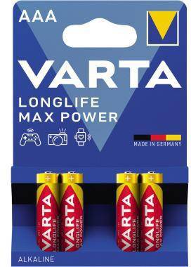 VARTA 190003100 Varta Batterie Max Tech 0 4703101404 AAA Micro LR03 1,5V 4 St./P