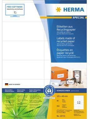 HERMA 129047301 HERMA Etikett 10733 RC 10 5x48mm natur ws 960St Ideal zum Adr