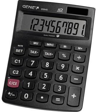 GENIE 700656100 GENIE Tischrechner 205MD 12030 10stellig Solar/Bat terie Elega