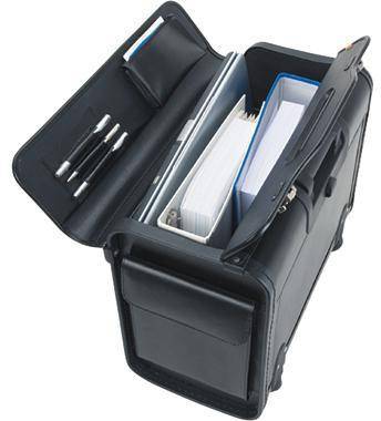 ALASSIO 430003290 Alassio Pilotenkoffer 927 05 mit Trolley Leder schw arz Hoch