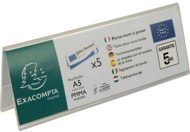 EXACOMPTA 132005500 Exacompta Tischnamensschi ld 85358D PMMA 210x75mm 5 St. Ti