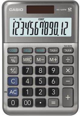 CASIO 700009380 CASIO Tischrechner MS-120 FM 12stellig Solar/Batter ie gr Mit