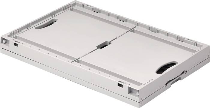 Faltbox L600xB400xH323mm Inh.67l hellgrau o.Deckel PP Durchfassgriffe