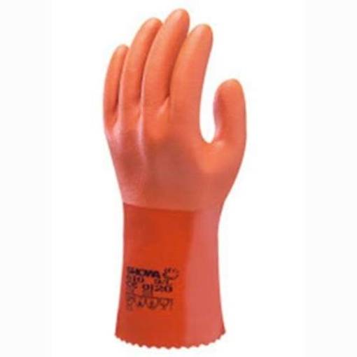 SHOWA 610 Gr.9/L Handschuh PVC orange 250 mm alkalische und saure chemische